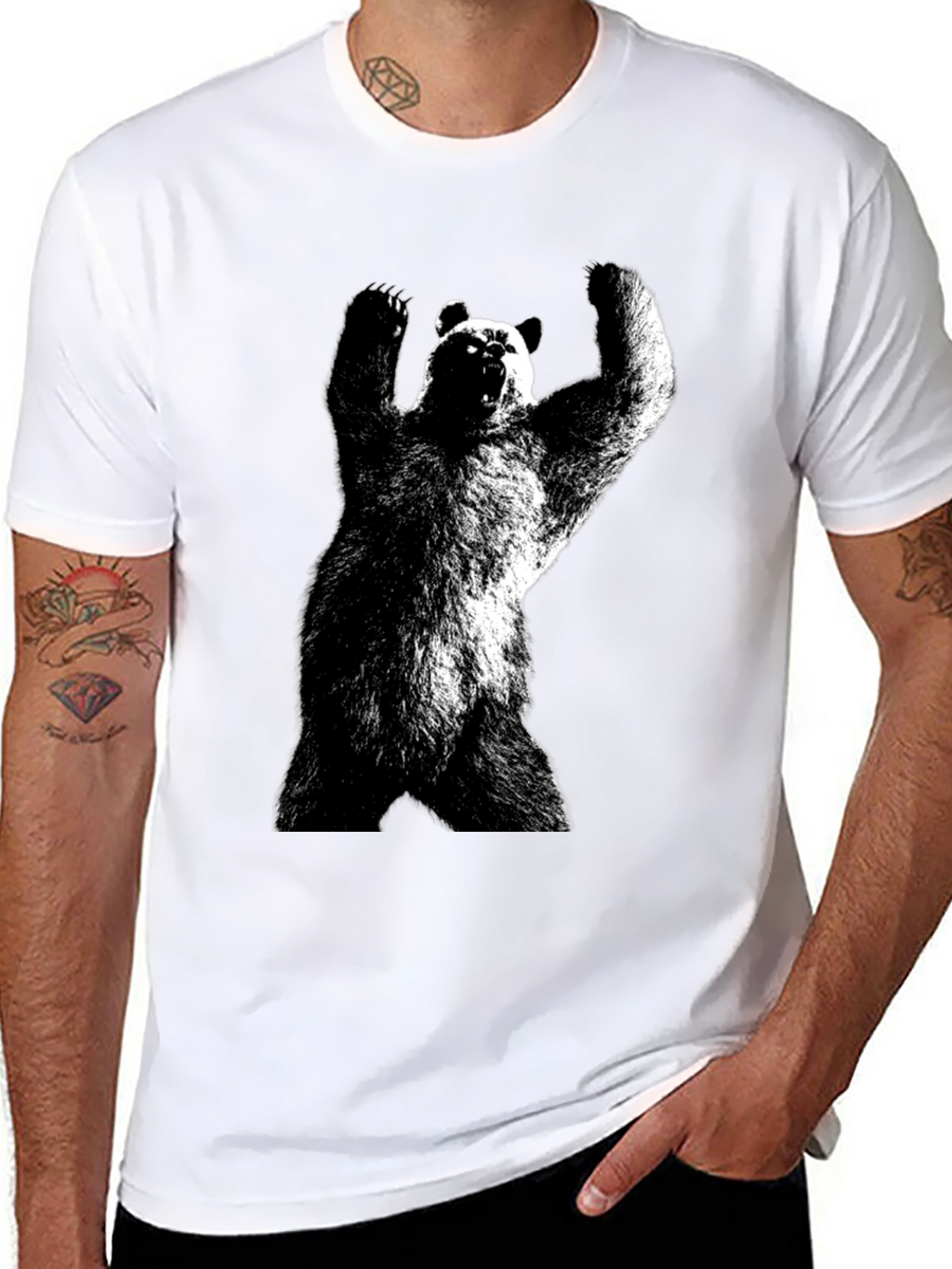 Bear Graphic Tee - Black Cotton Blend