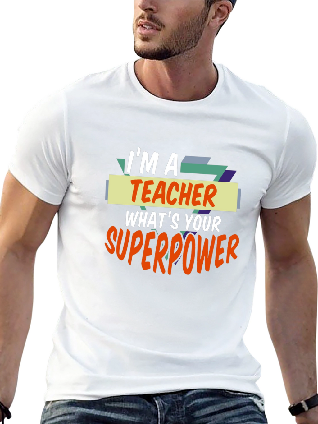 Teacher Superpower Black T-Shirt