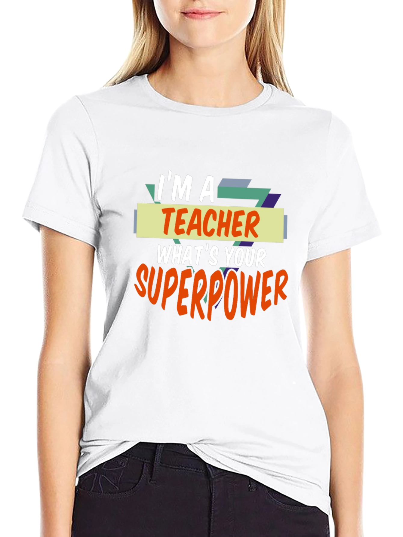 Teacher Superpower Black T-Shirt