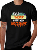 Teacher Superpower Black T-Shirt