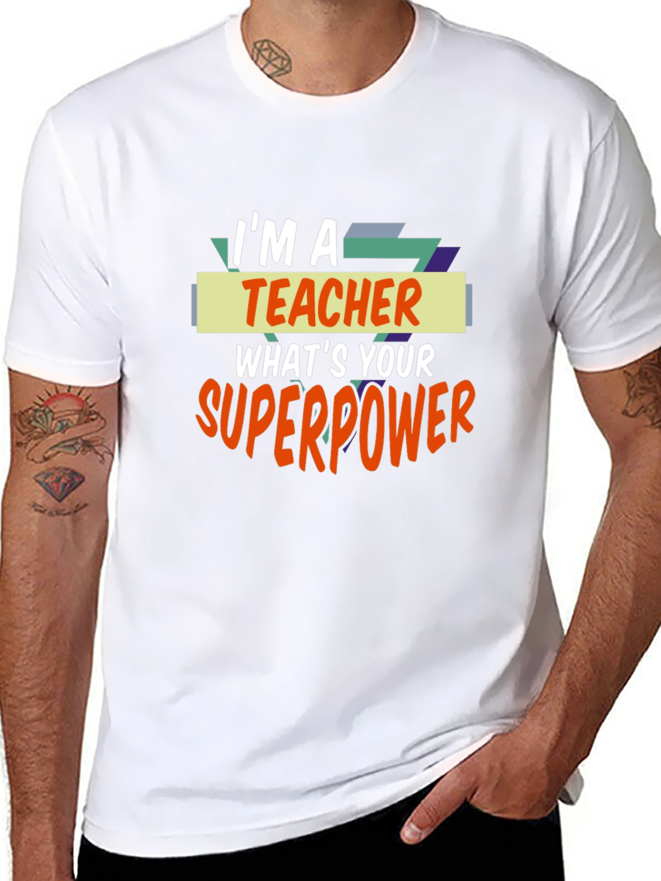 Teacher Superpower Black T-Shirt