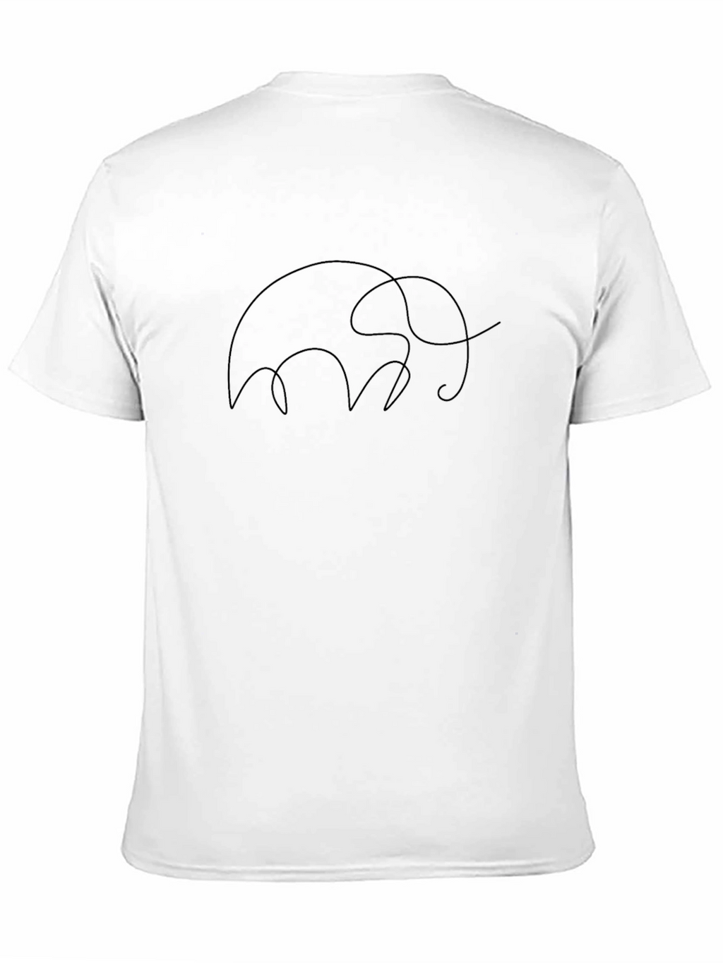 Minimalist Elephant Line Art Black T-Shirt
