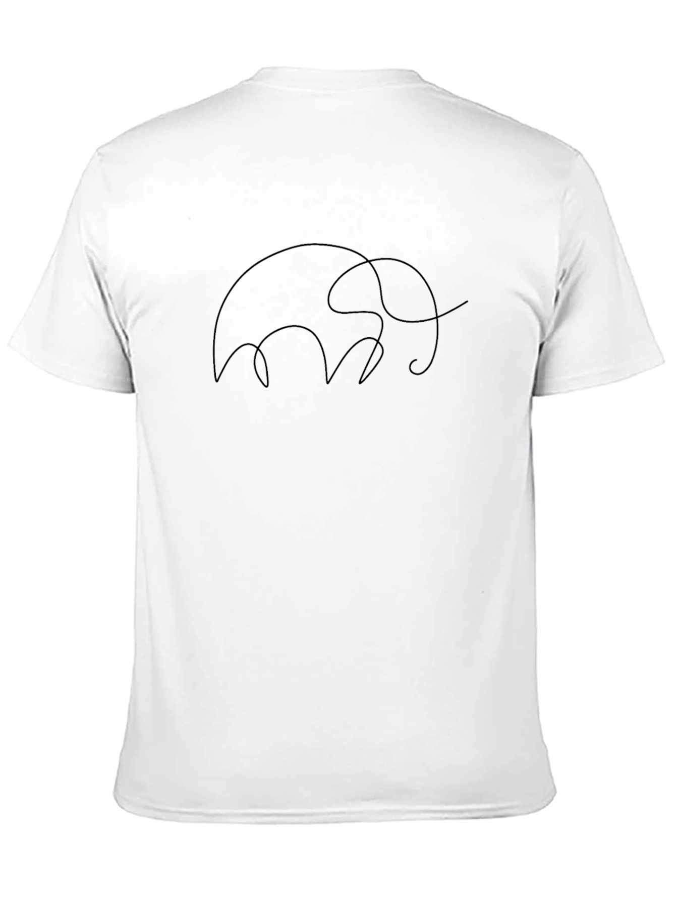 Minimalist Elephant Line Art Black T-Shirt