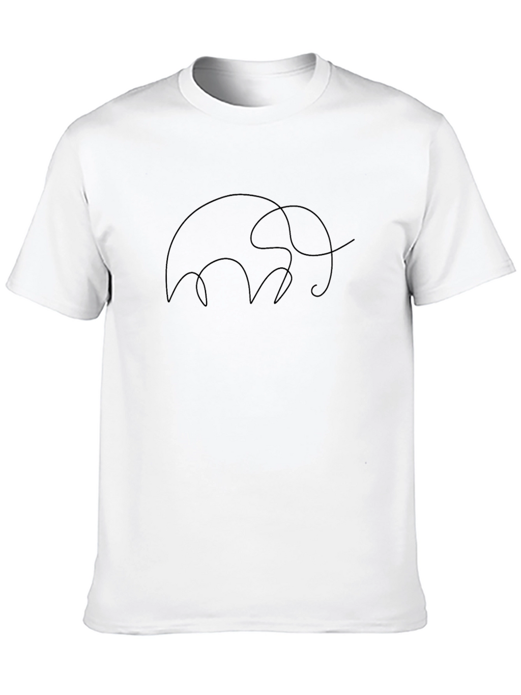 Minimalist Elephant Line Art Black T-Shirt