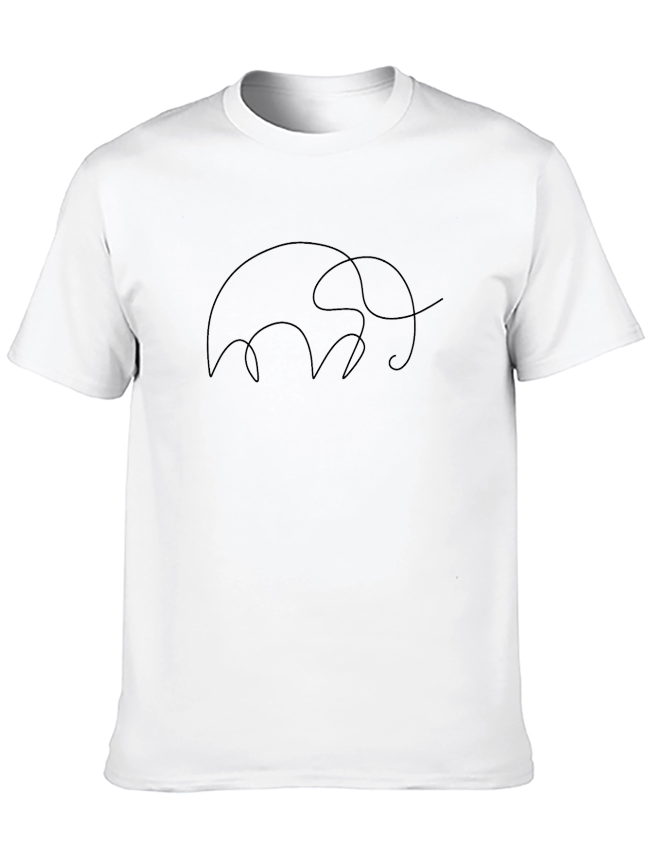 Minimalist Elephant Line Art Black T-Shirt