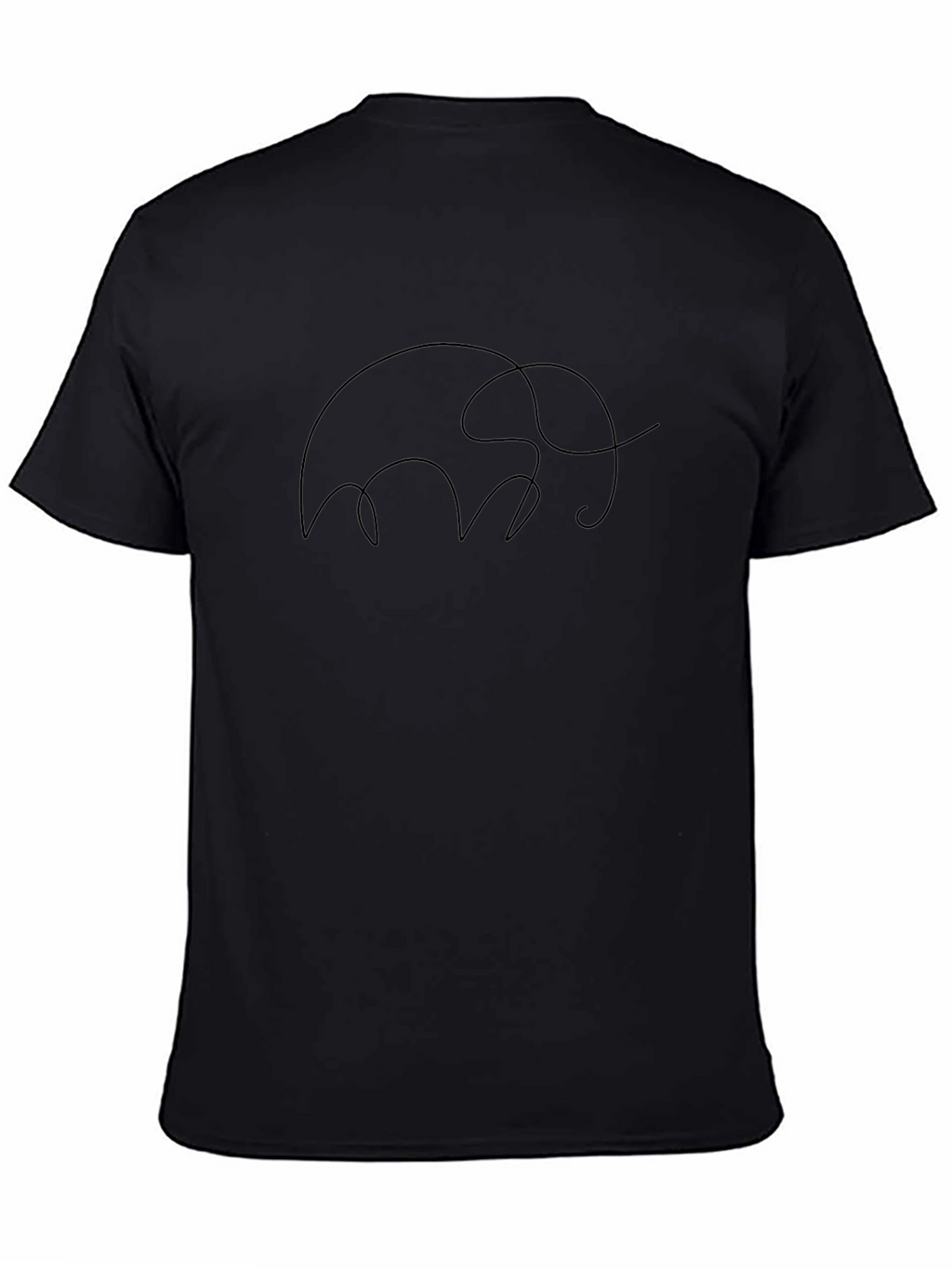 Minimalist Elephant Line Art Black T-Shirt