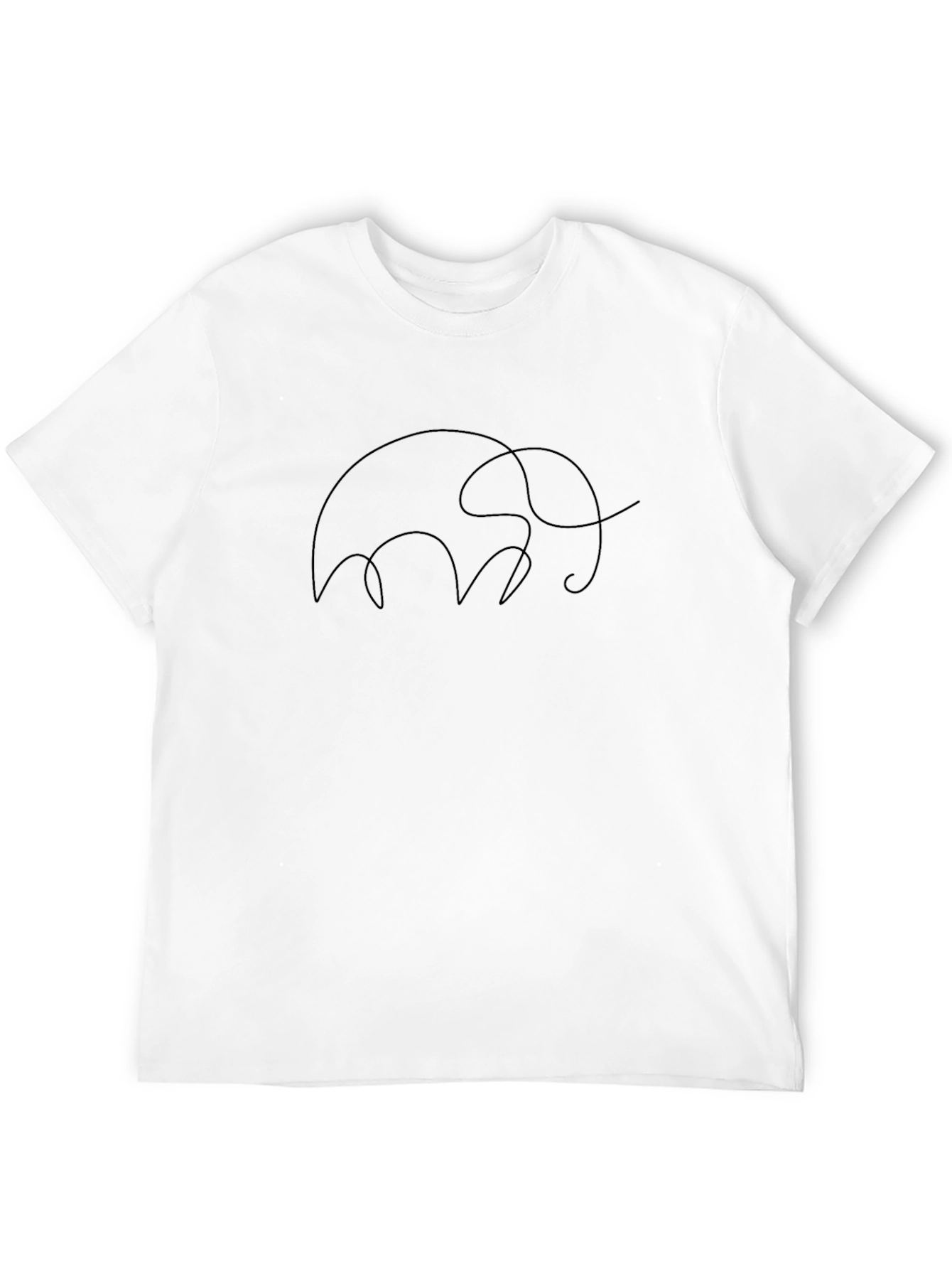 Minimalist Elephant Line Art Black T-Shirt