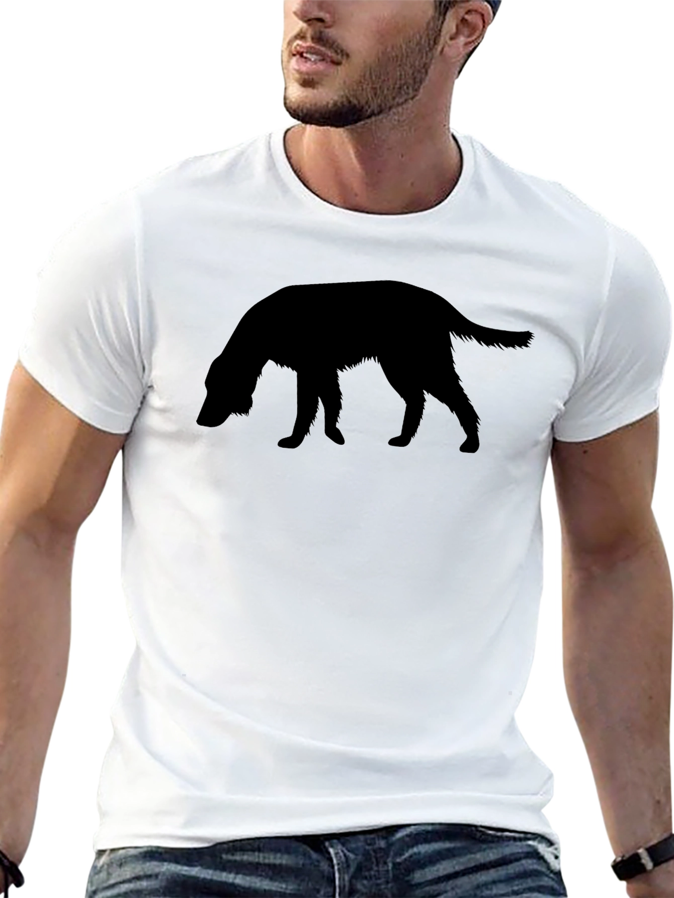 Dog Silhouette Graphic Tee - Black Cotton T-Shirt
