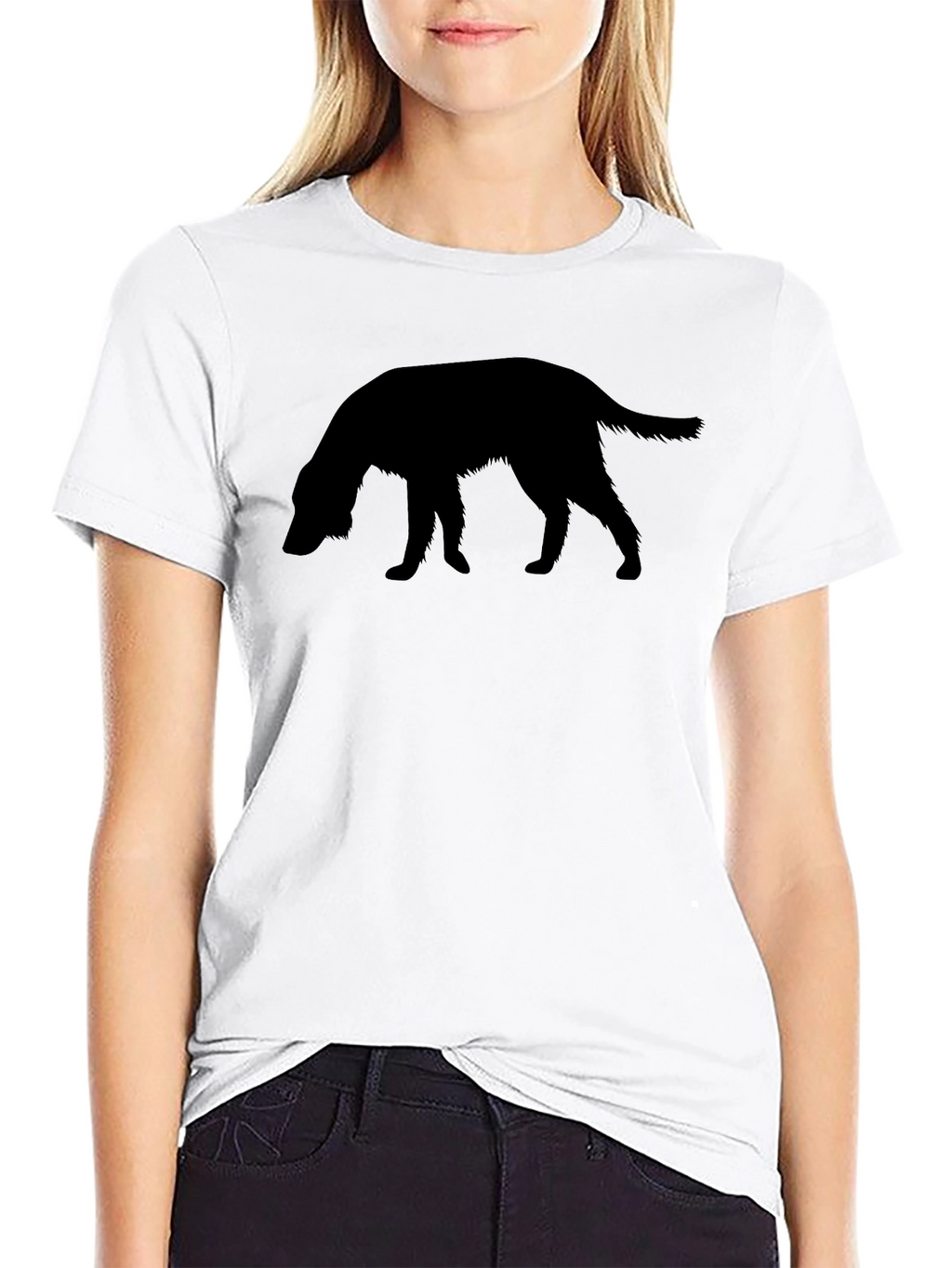Dog Silhouette Graphic Tee - Black Cotton T-Shirt
