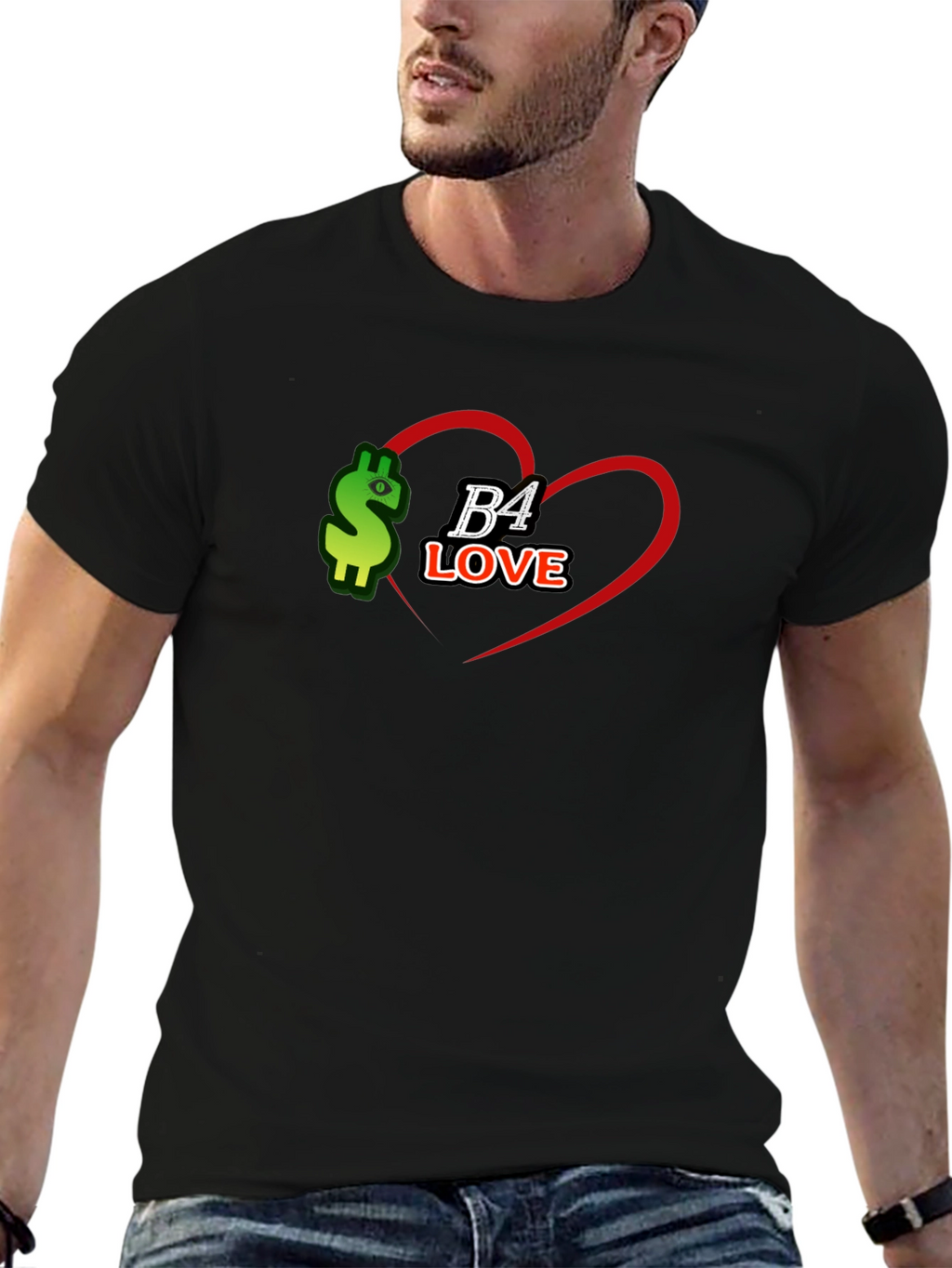 B4 Love Black Tee - Stylish Graphic Print T-Shirt