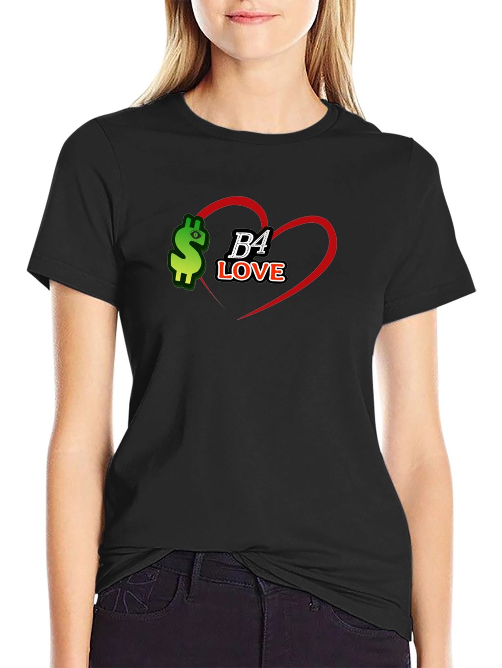 B4 Love Black Tee - Stylish Graphic Print T-Shirt
