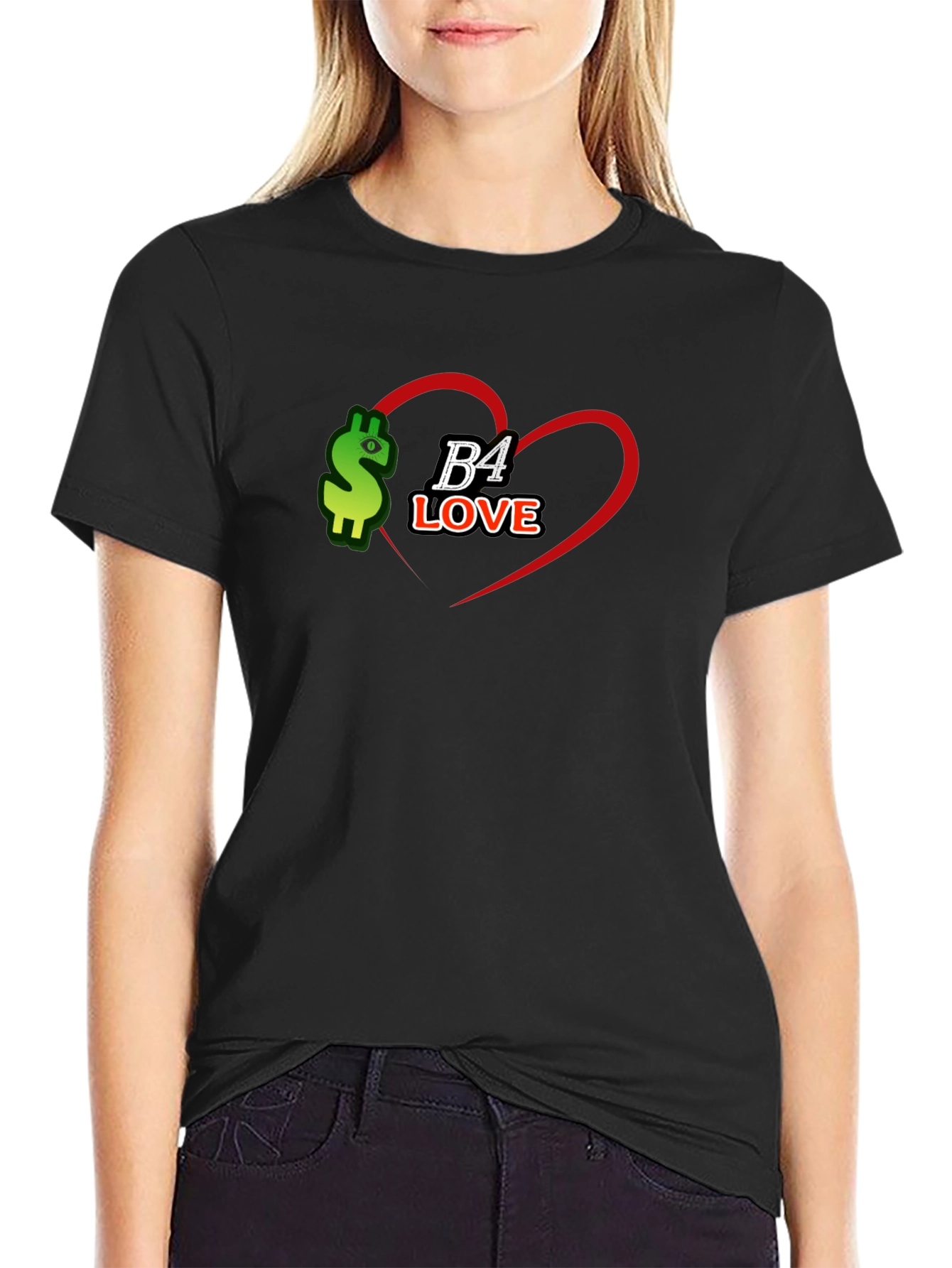 B4 Love Black Tee - Stylish Graphic Print T-Shirt