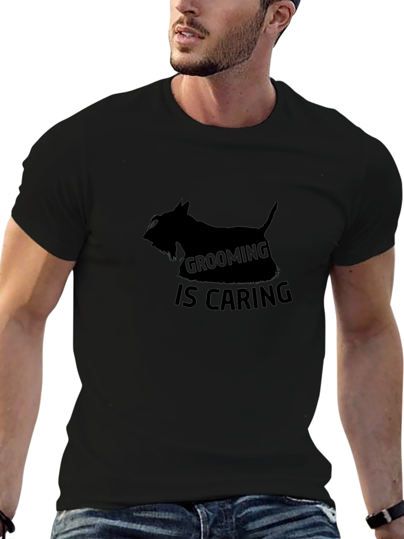 Grooming is Caring Black Dog T-Shirt