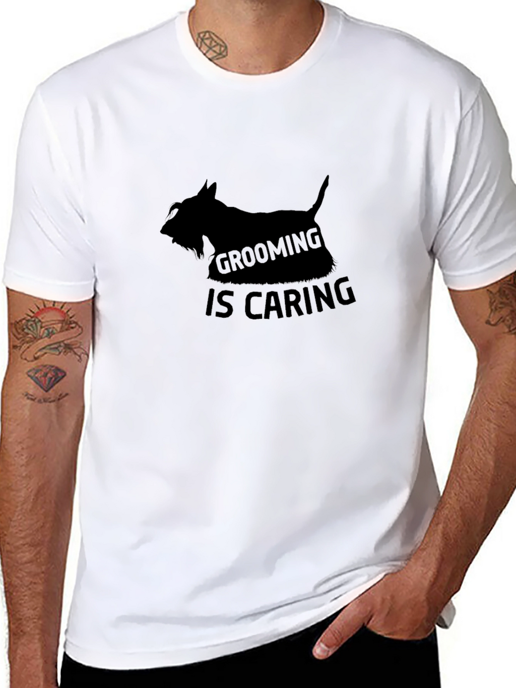 Grooming is Caring Black Dog T-Shirt