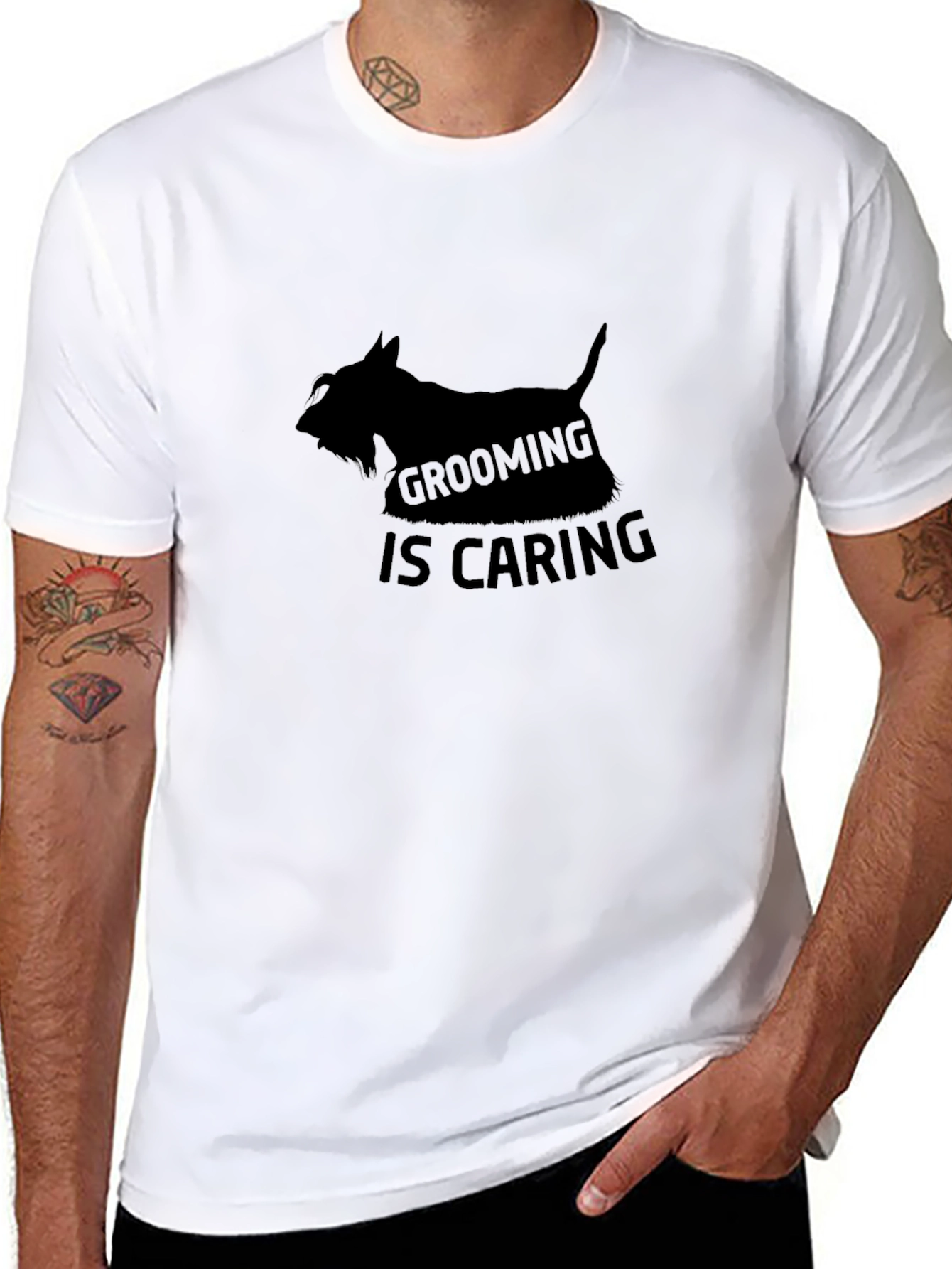 Grooming is Caring Black Dog T-Shirt