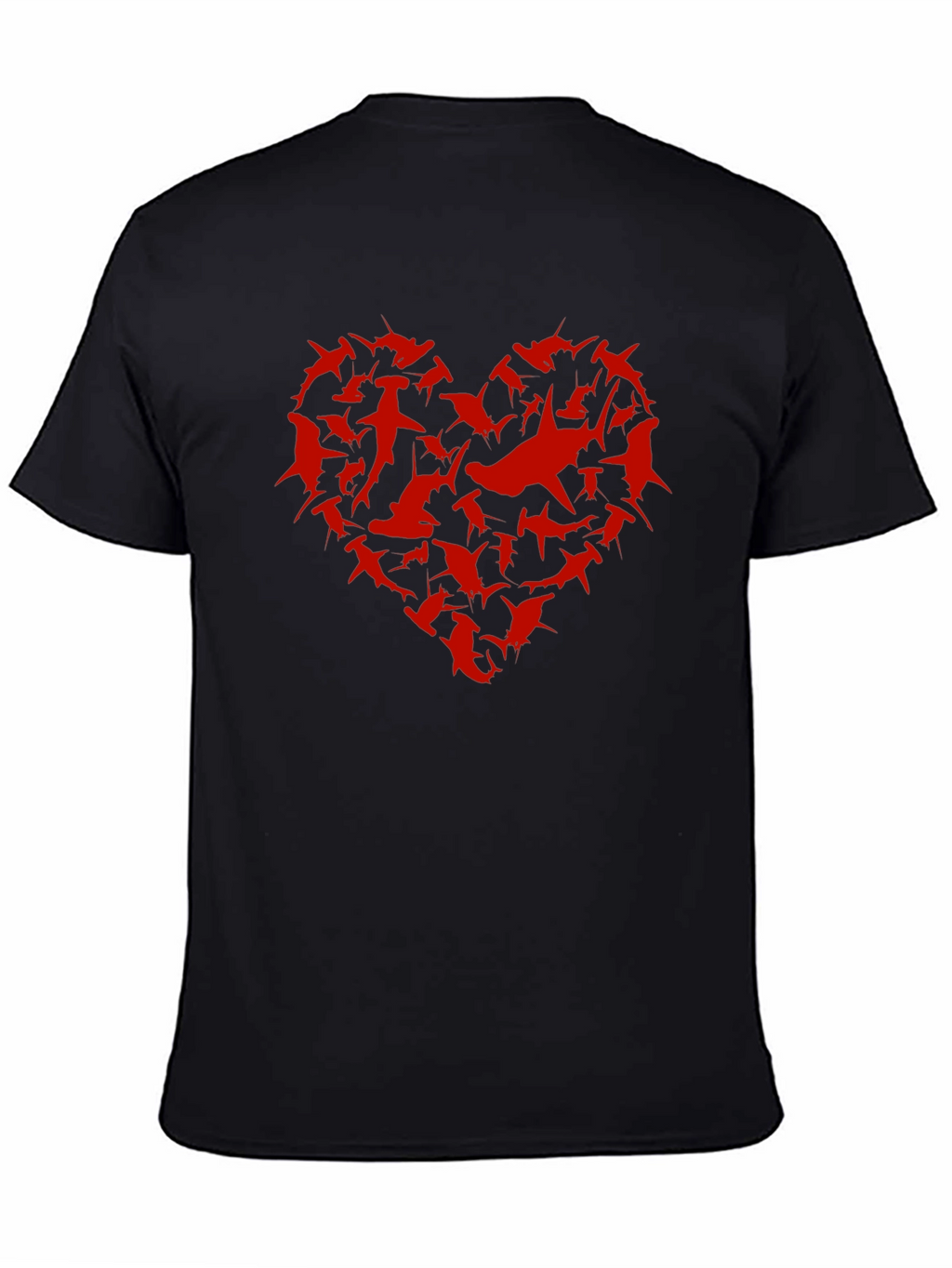 Shark Heart Graphic Tee - Black Cotton T-Shirt