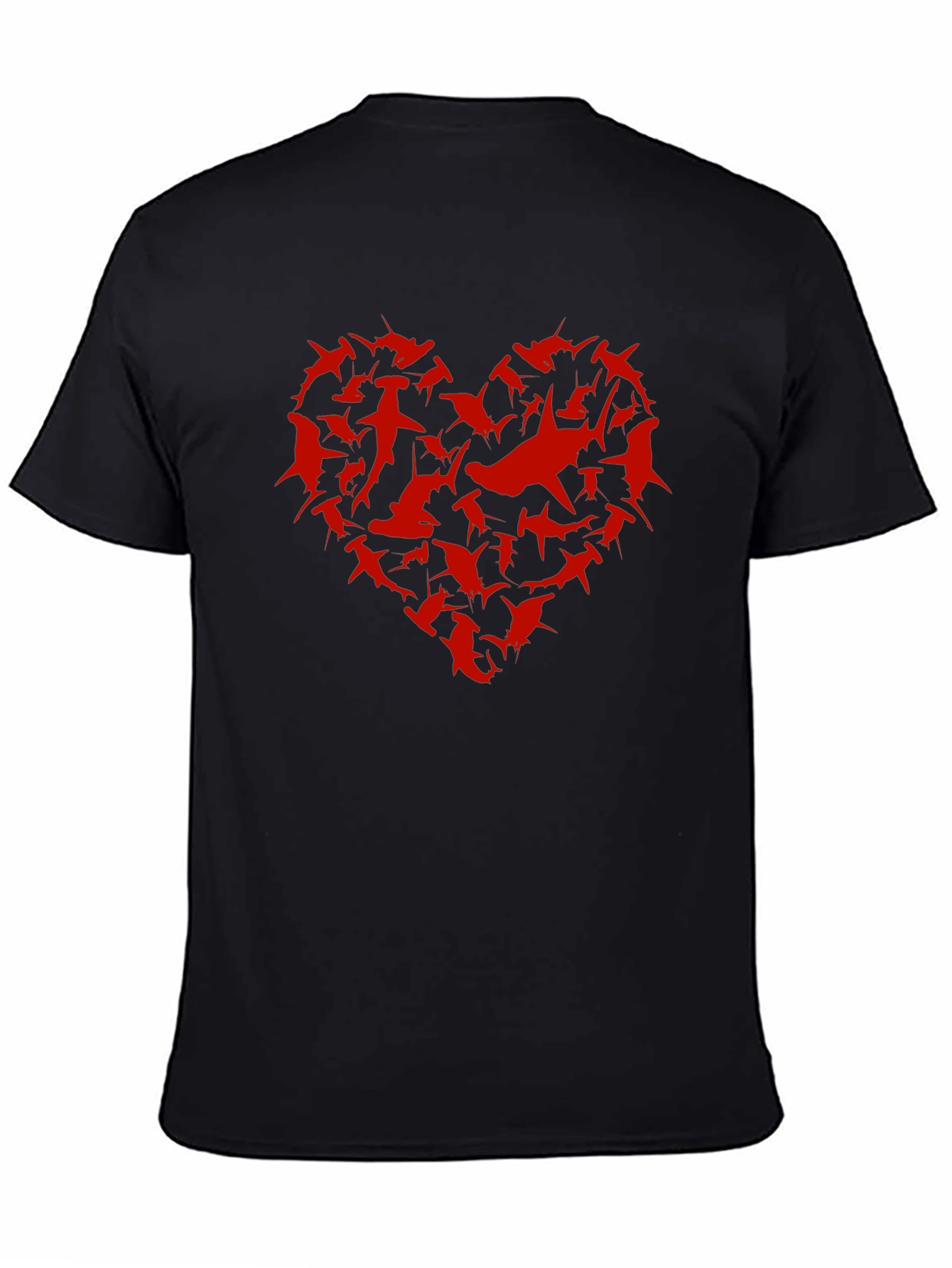 Shark Heart Graphic Tee - Black Cotton T-Shirt