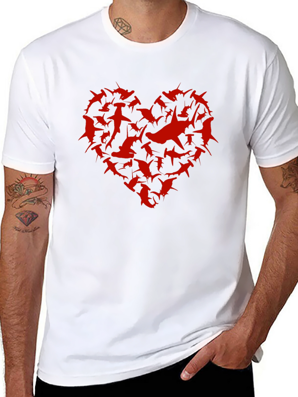 Shark Heart Graphic Tee - Black Cotton T-Shirt