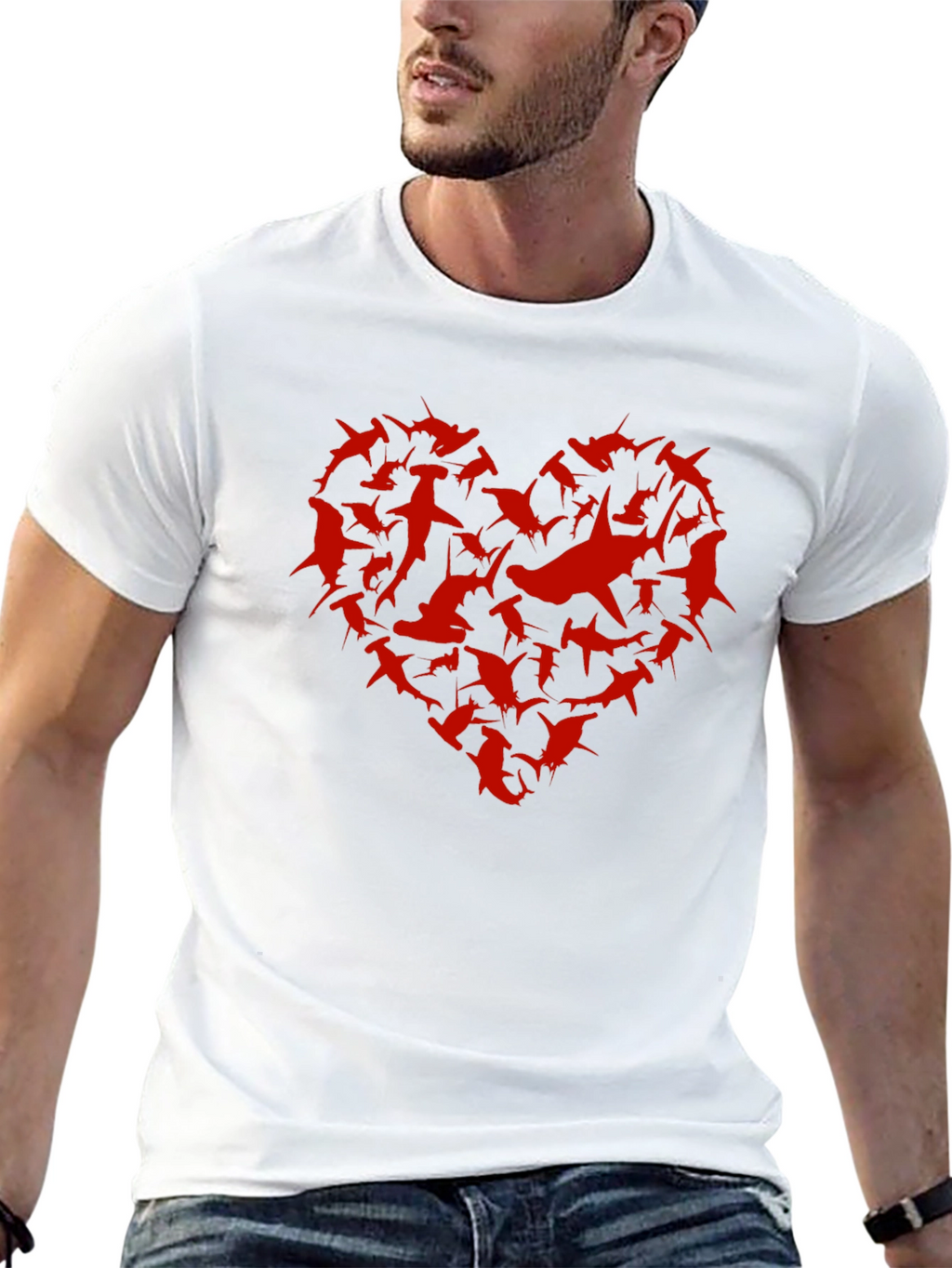 Shark Heart Graphic Tee - Black Cotton T-Shirt