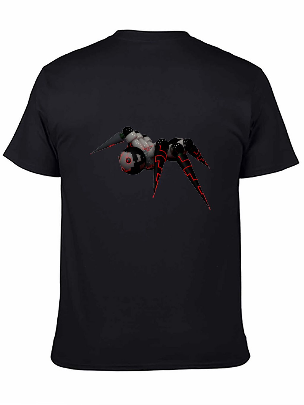 Futuristic Spider Graphic T-Shirt - Black