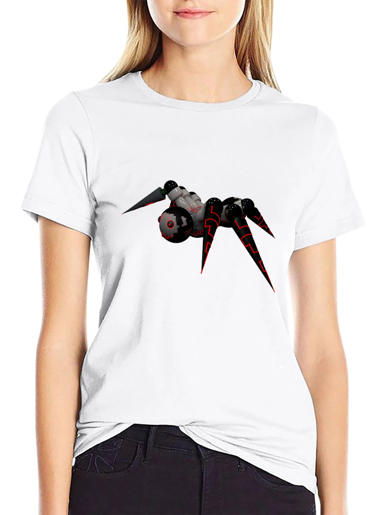 Futuristic Spider Graphic T-Shirt - Black