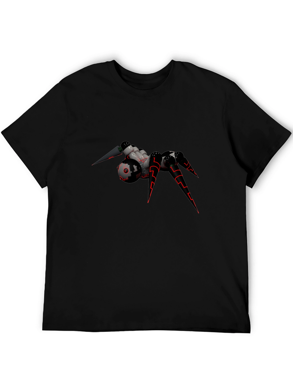 Futuristic Spider Graphic T-Shirt - Black