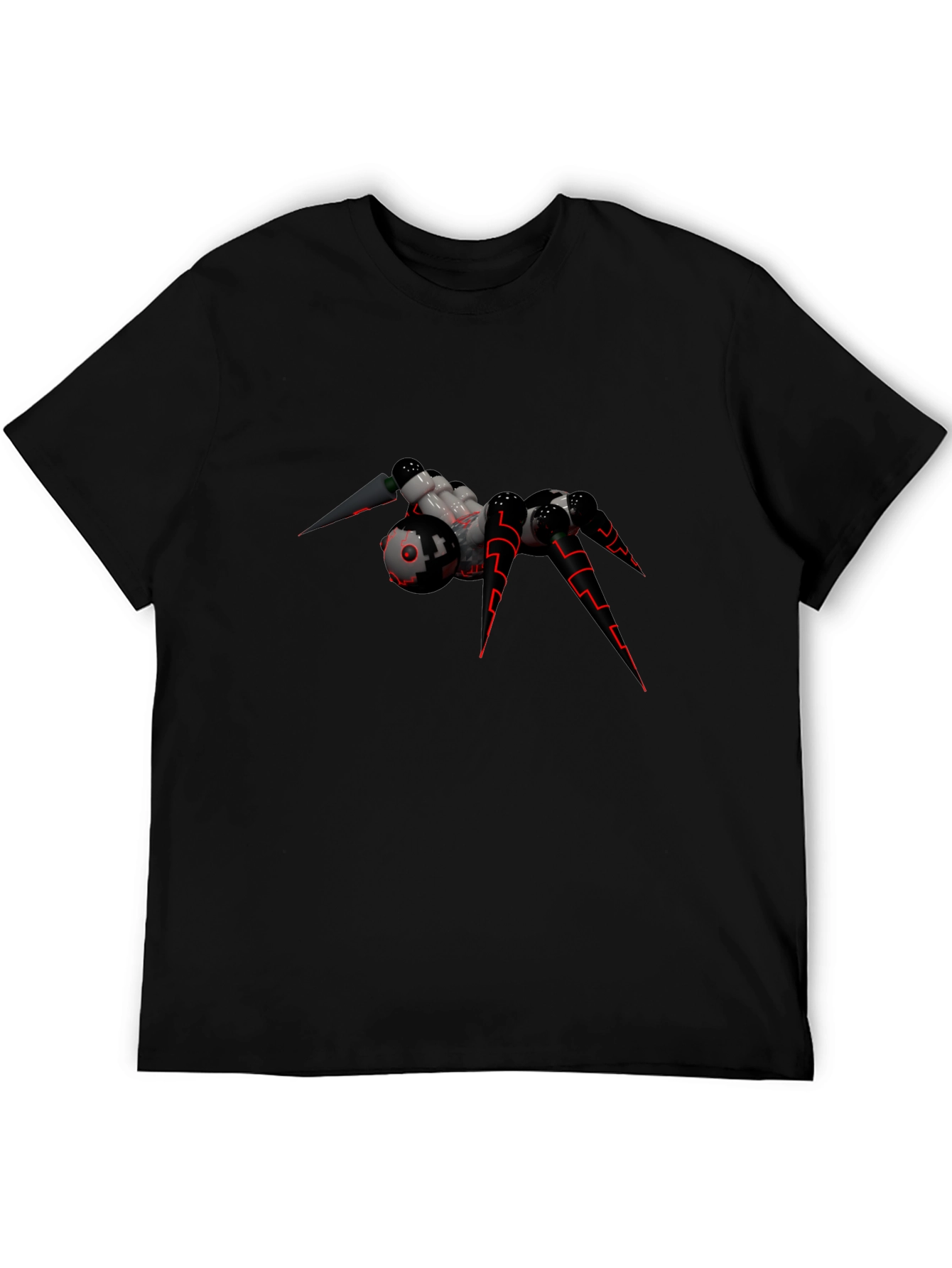 Futuristic Spider Graphic T-Shirt - Black