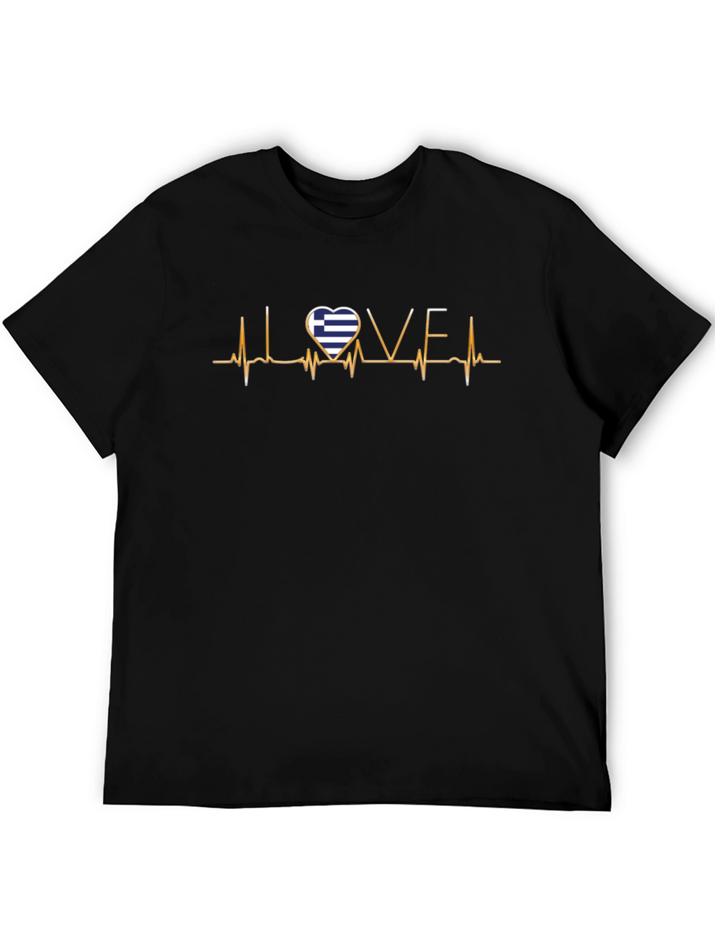 Love Greece Heartbeat T-Shirt - Black