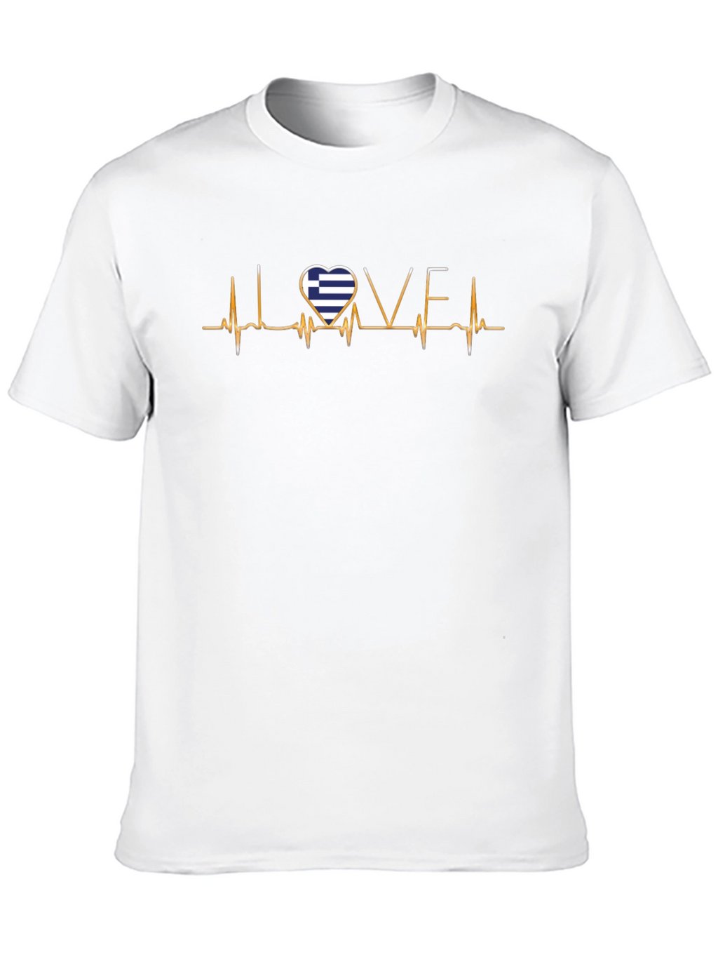 Love Greece Heartbeat T-Shirt - Black
