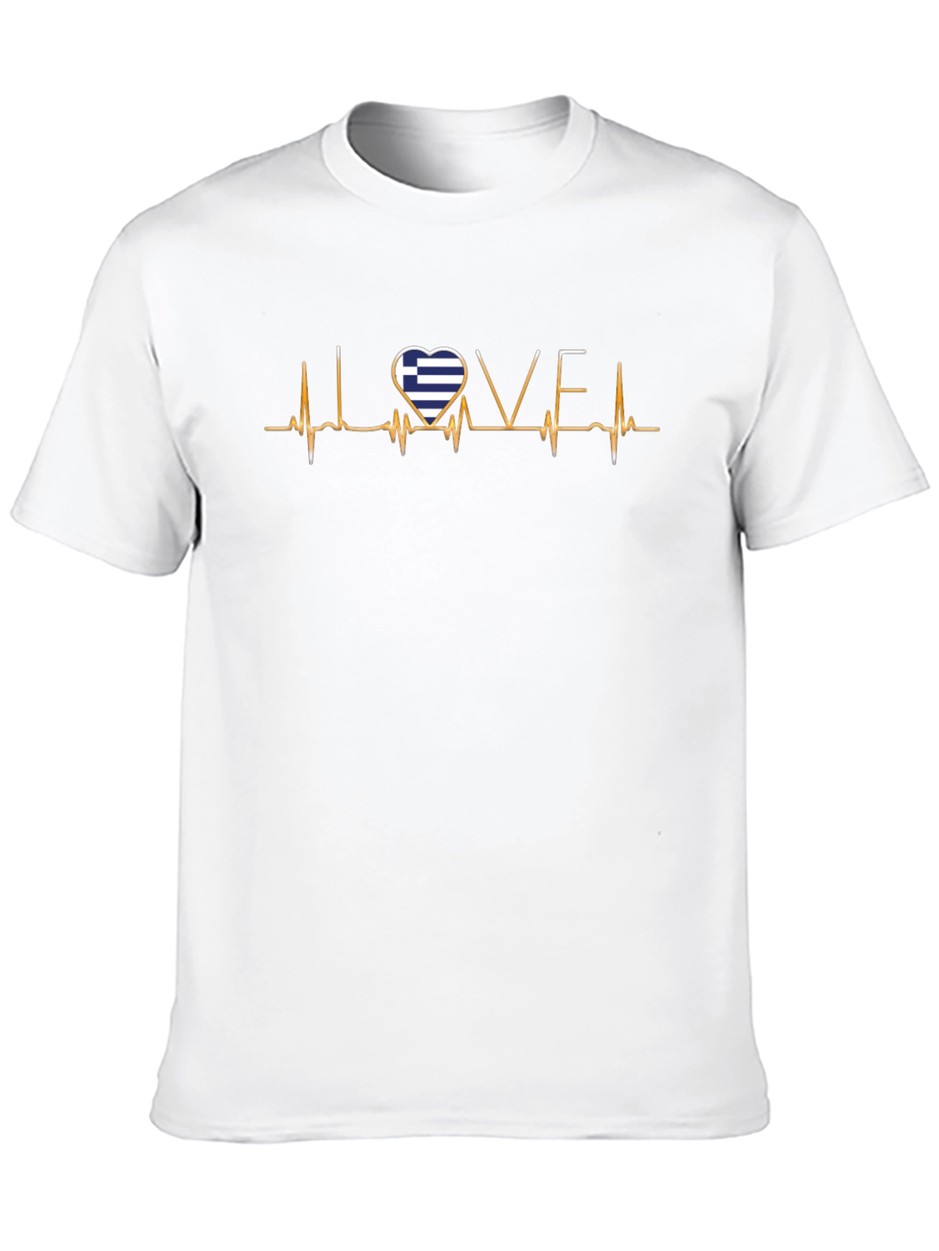 Love Greece Heartbeat T-Shirt - Black