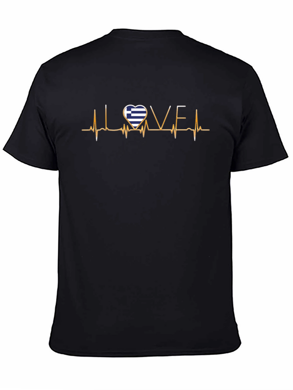 Love Greece Heartbeat T-Shirt - Black