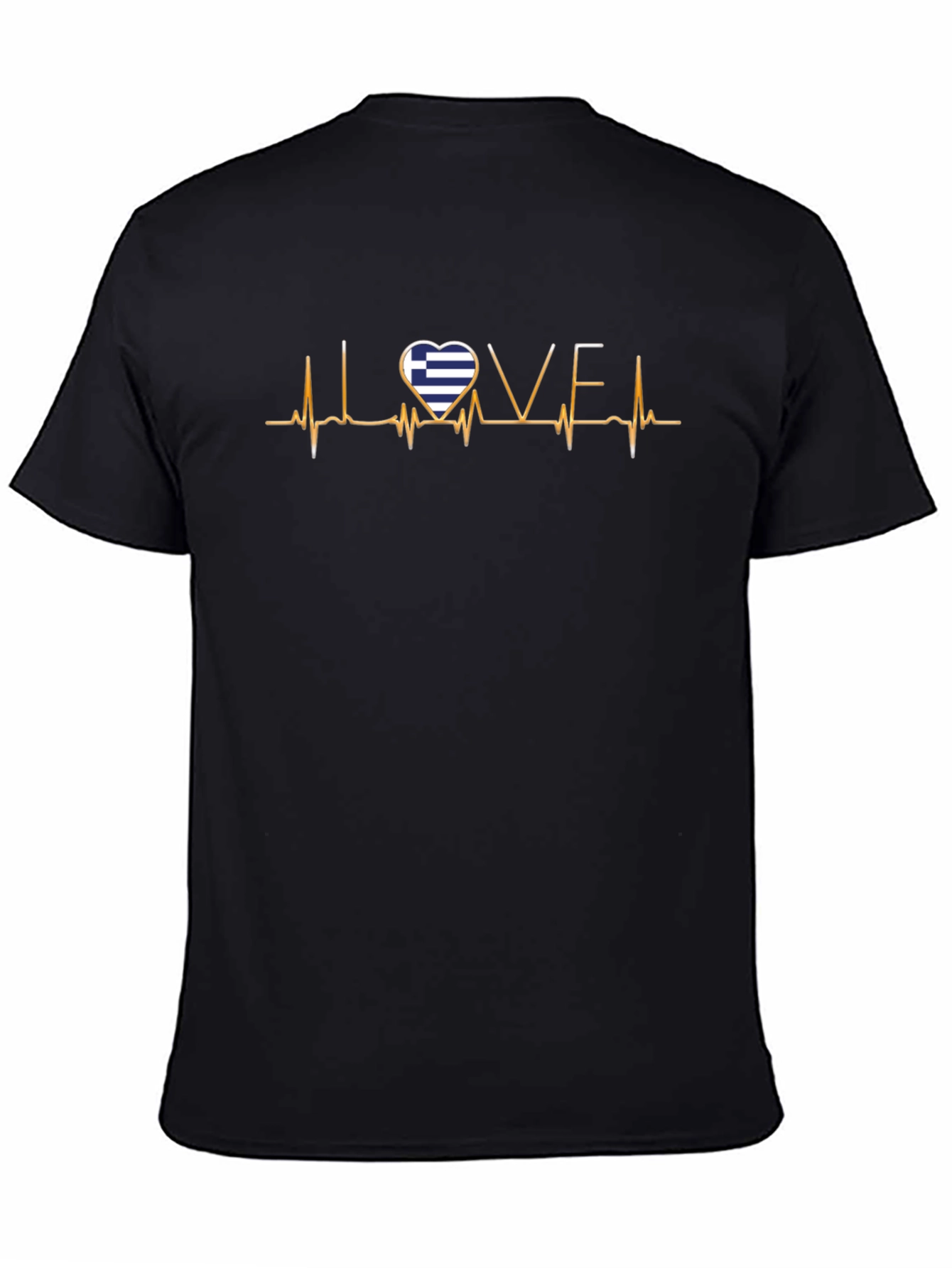 Love Greece Heartbeat T-Shirt - Black