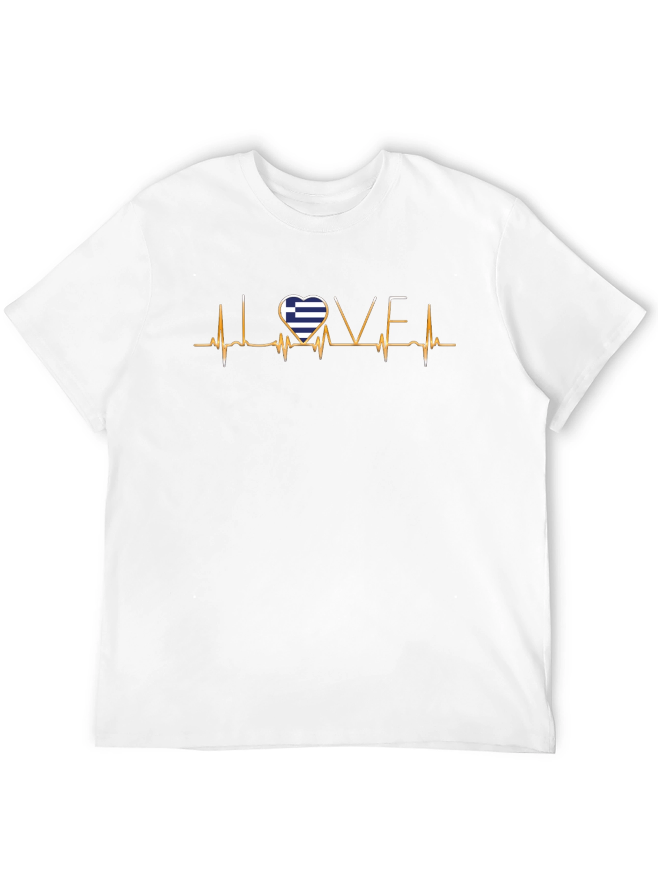 Love Greece Heartbeat T-Shirt - Black