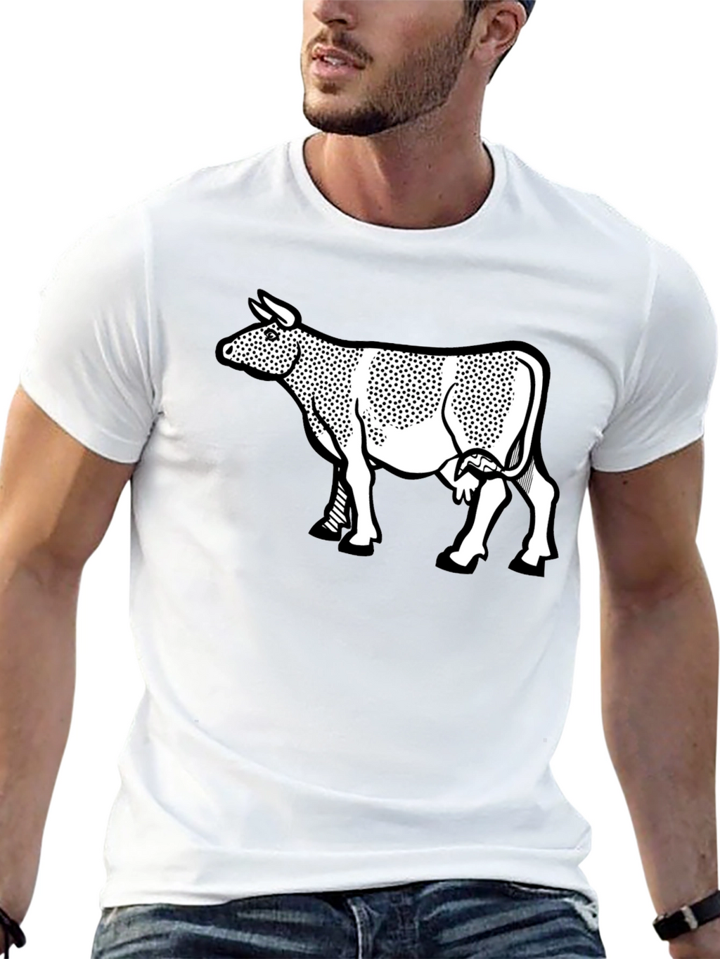 Cow Graphic Print Black T-Shirt