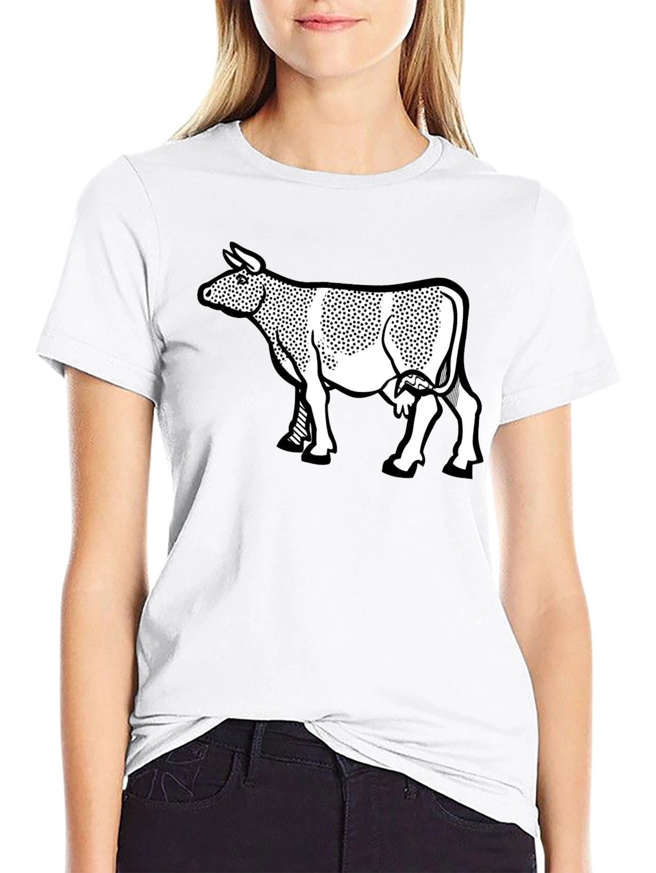 Cow Graphic Print Black T-Shirt