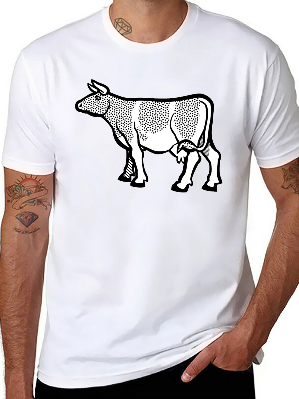 Cow Graphic Print Black T-Shirt