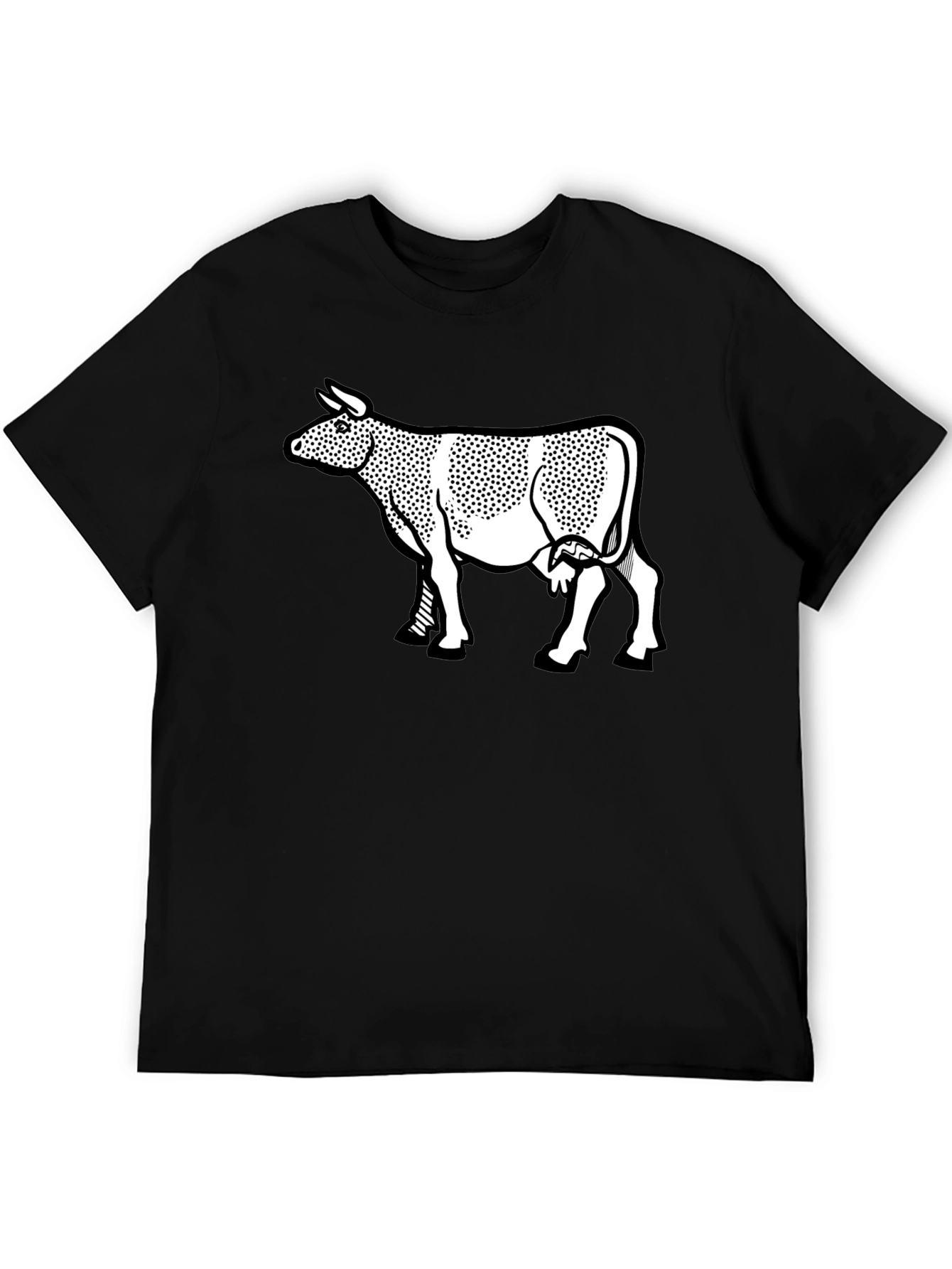 Cow Graphic Print Black T-Shirt