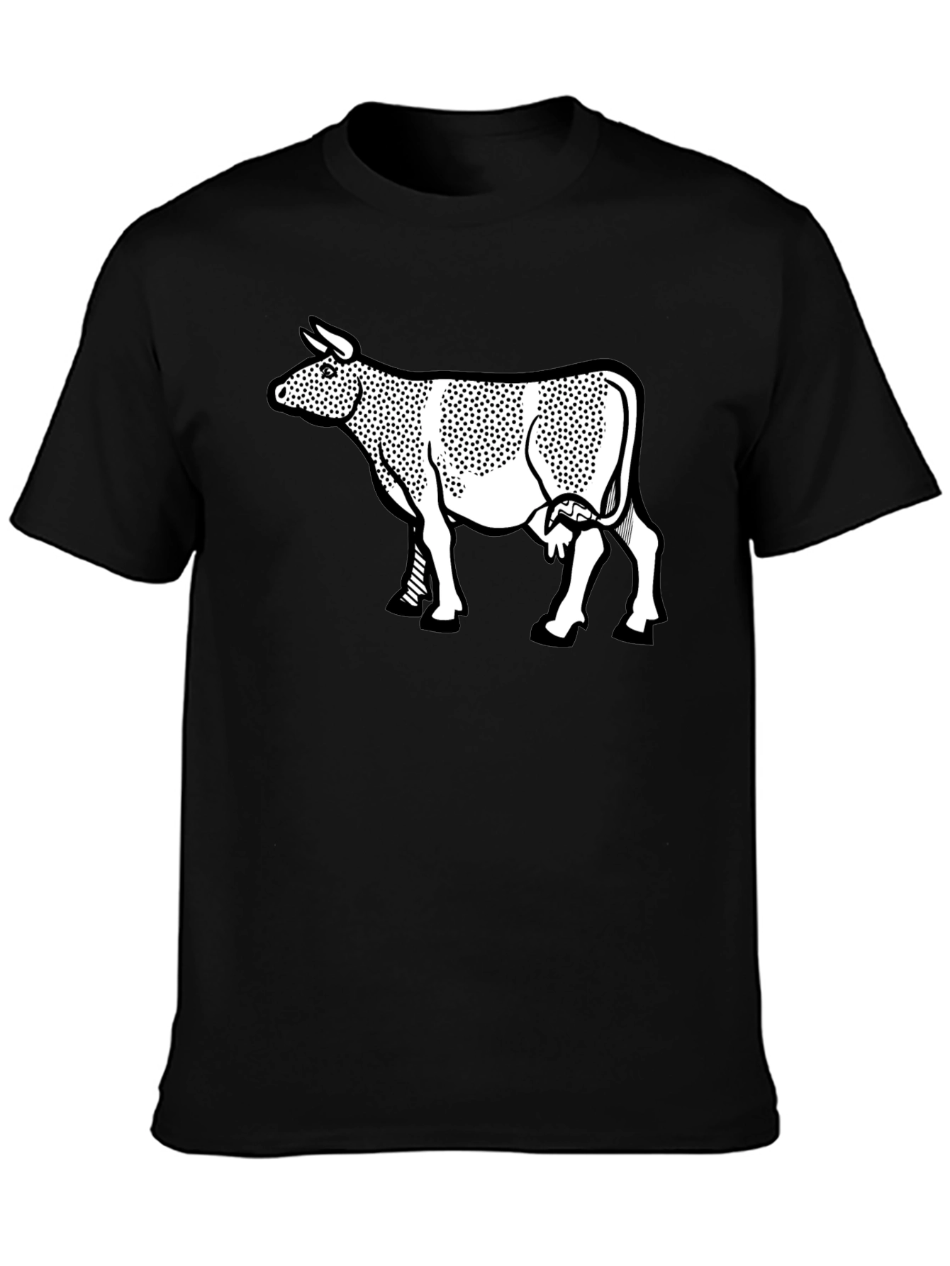 Cow Graphic Print Black T-Shirt