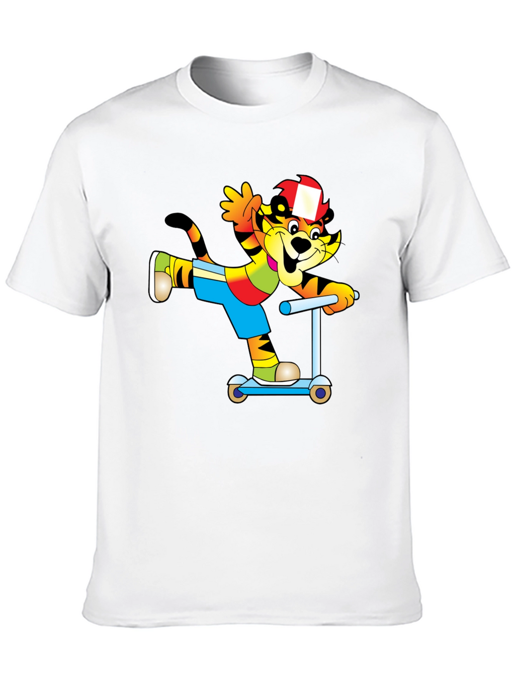 Cartoon Cat on Scooter T-Shirt - Black
