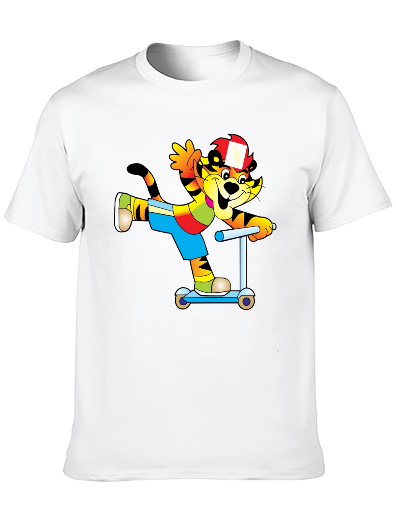 Cartoon Cat on Scooter T-Shirt - Black