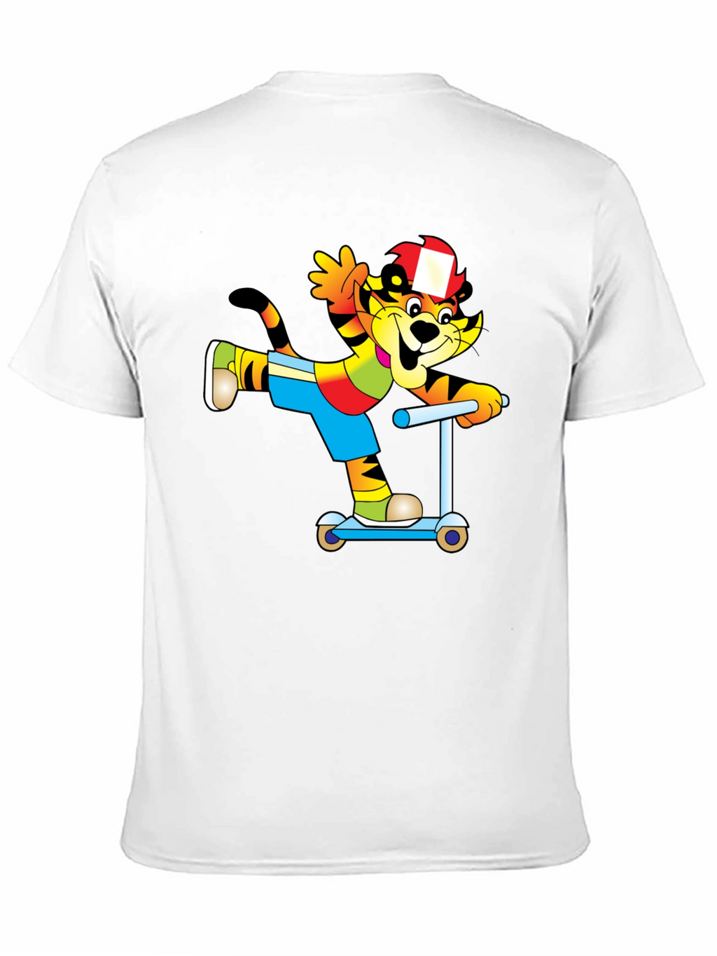 Cartoon Cat on Scooter T-Shirt - Black