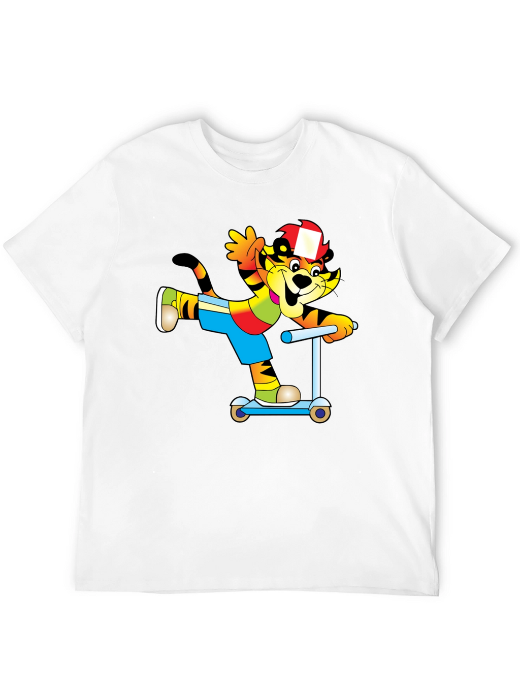 Cartoon Cat on Scooter T-Shirt - Black