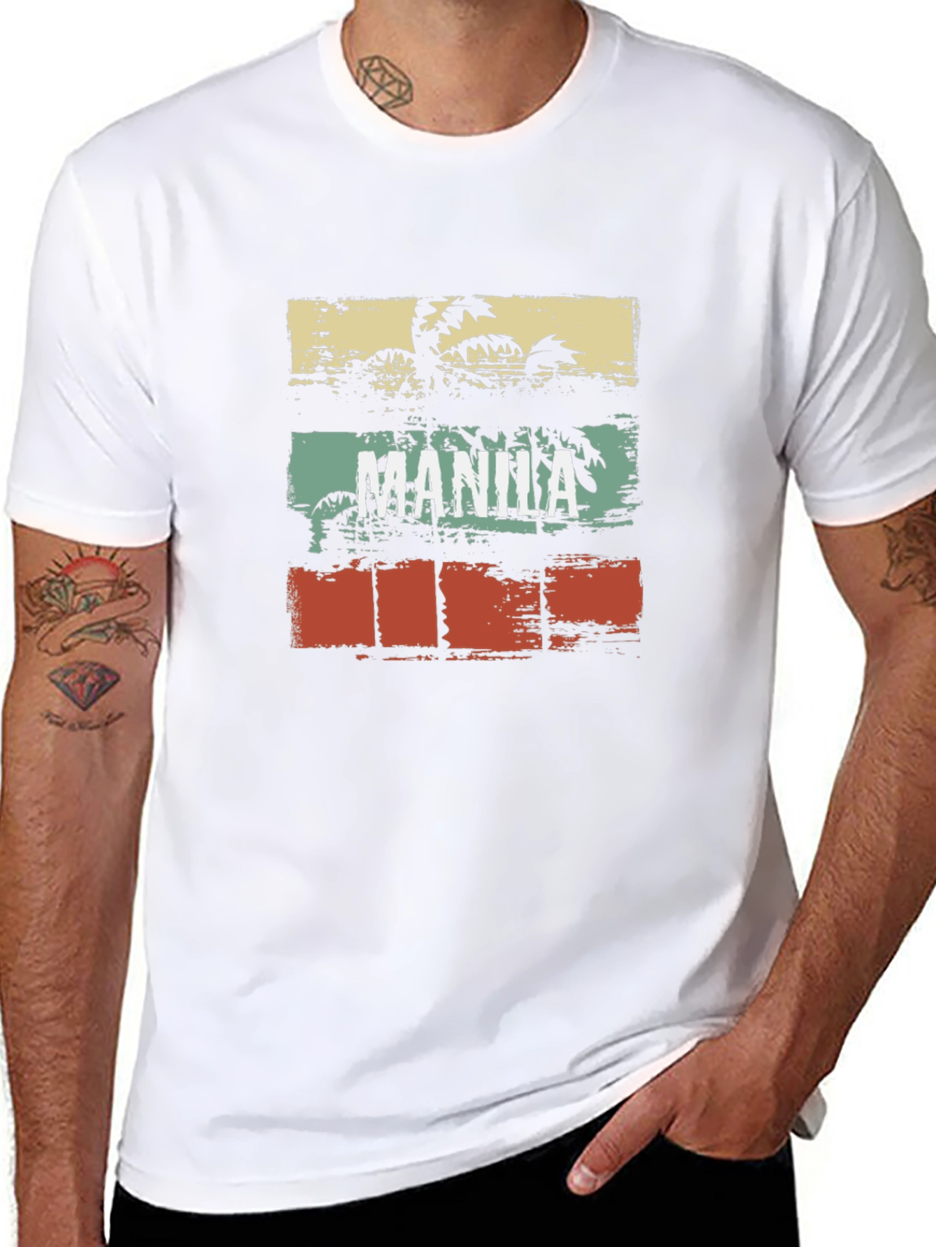 Vintage Manila Graphic T-Shirt Palm Tree Retro Design