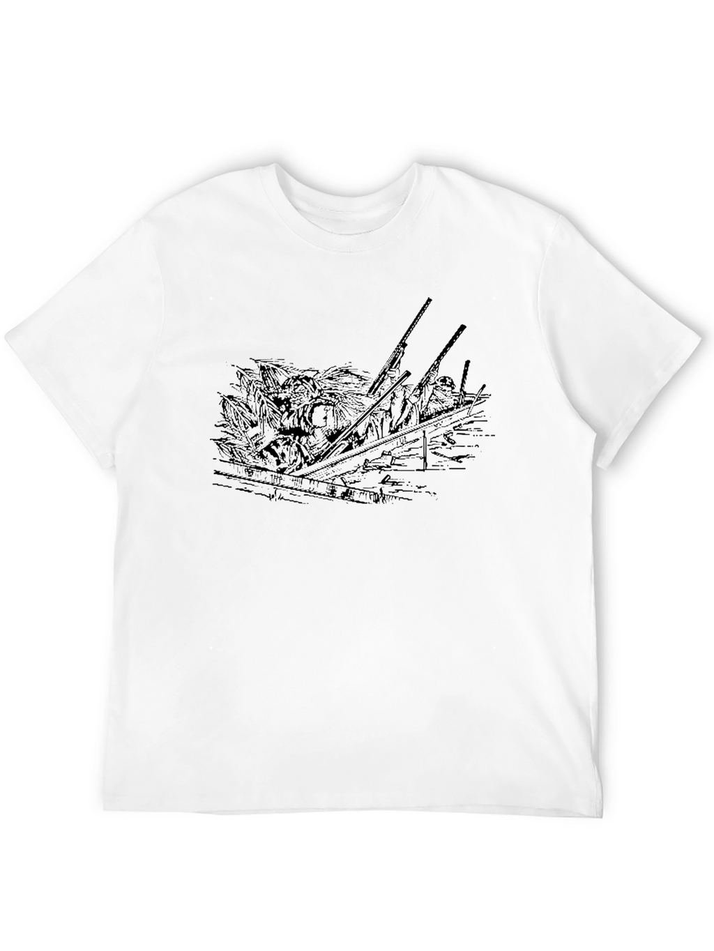 Black T-Shirt with Boat Design