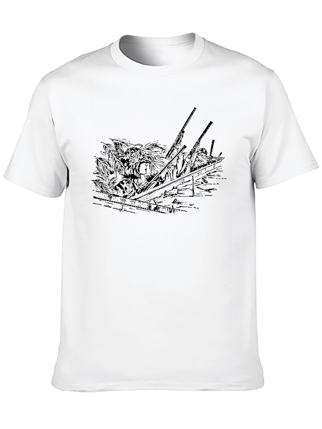 Black T-Shirt with Boat Design