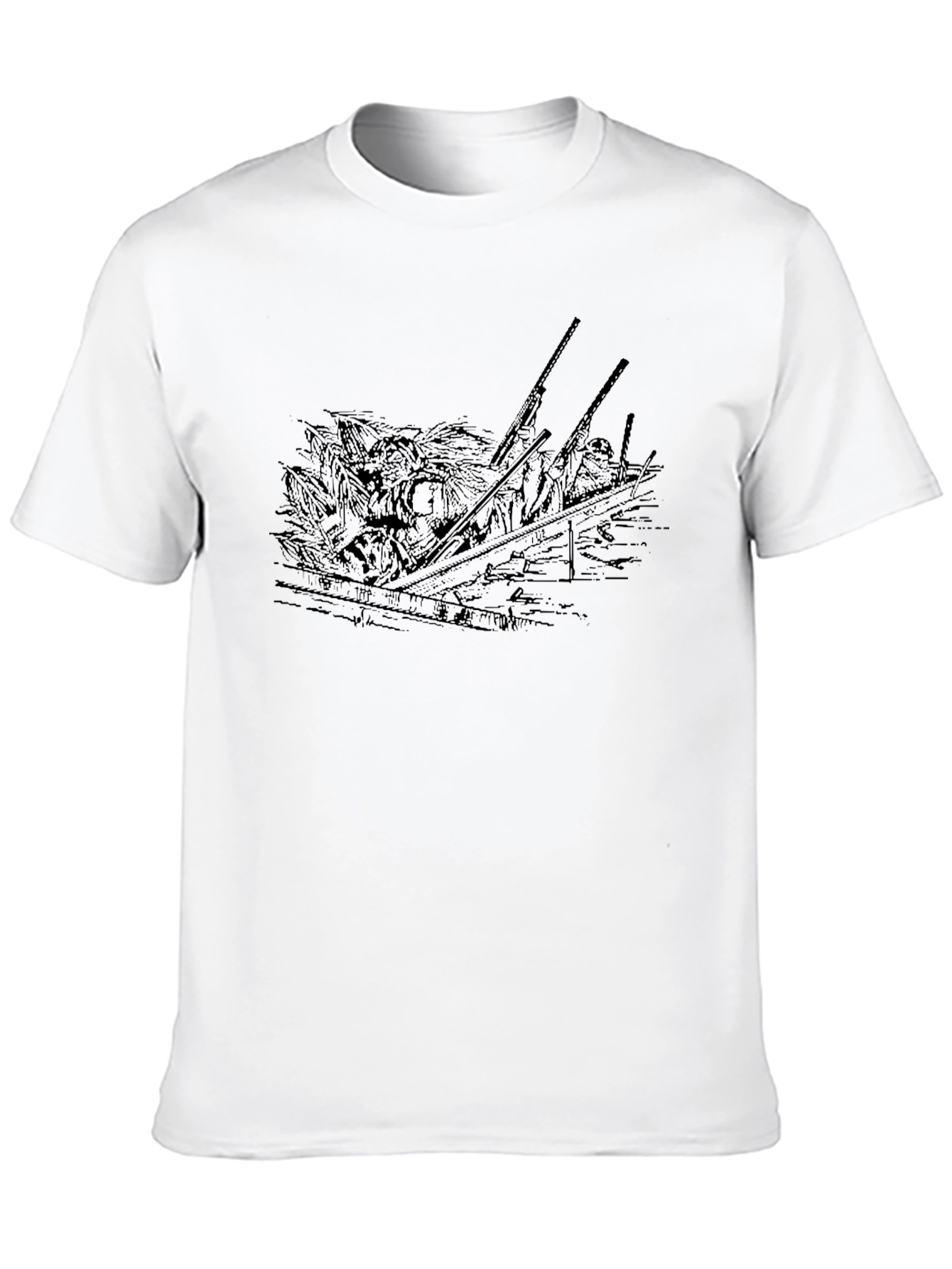 Black T-Shirt with Boat Design