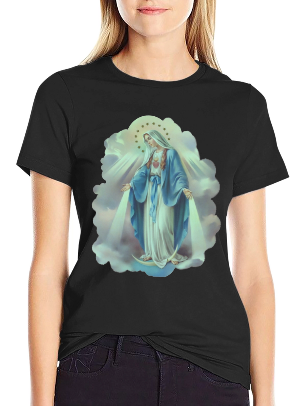 Virgin Mary Graphic Tee - Religious Icon T-Shirt