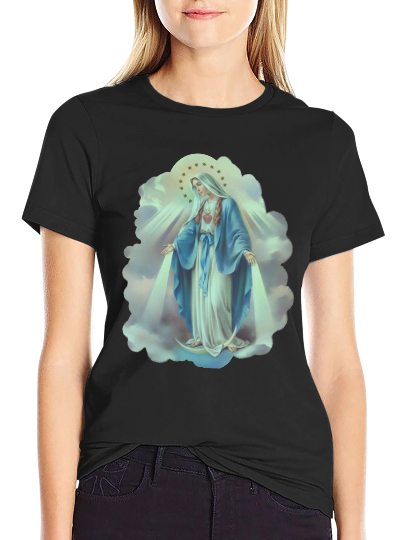 Virgin Mary Graphic Tee - Religious Icon T-Shirt