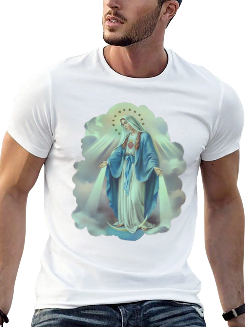 Virgin Mary Graphic Tee - Religious Icon T-Shirt