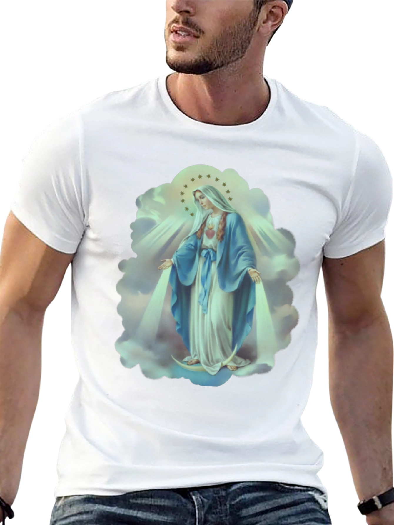 Virgin Mary Graphic Tee - Religious Icon T-Shirt